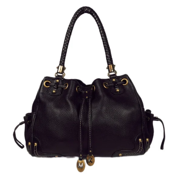 STUNNING! Michael Kors Iconic Vintage Leather Satchel w/Brass & Woven Handle